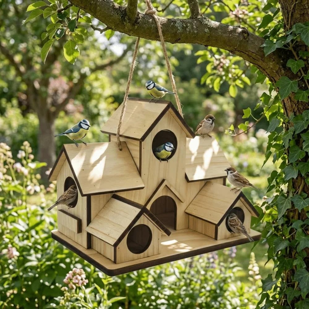 Nichoirs pour oiseaux en bois imperméables, ventilés, décoratifs, suspendus, faits à la main, pour l'éclosion des œufs, pour arbres et balcons