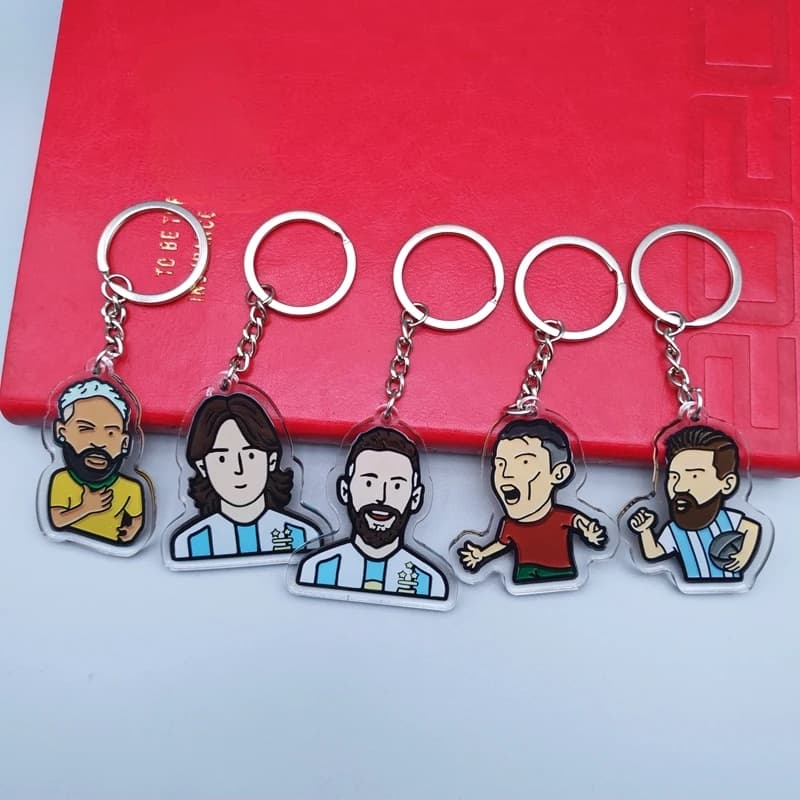 Dessin animé joueur de Football Messi accessoires beau gars acrylique porte-clés hommes sac à dos pendentif broche Fans Collection cadeau en gros