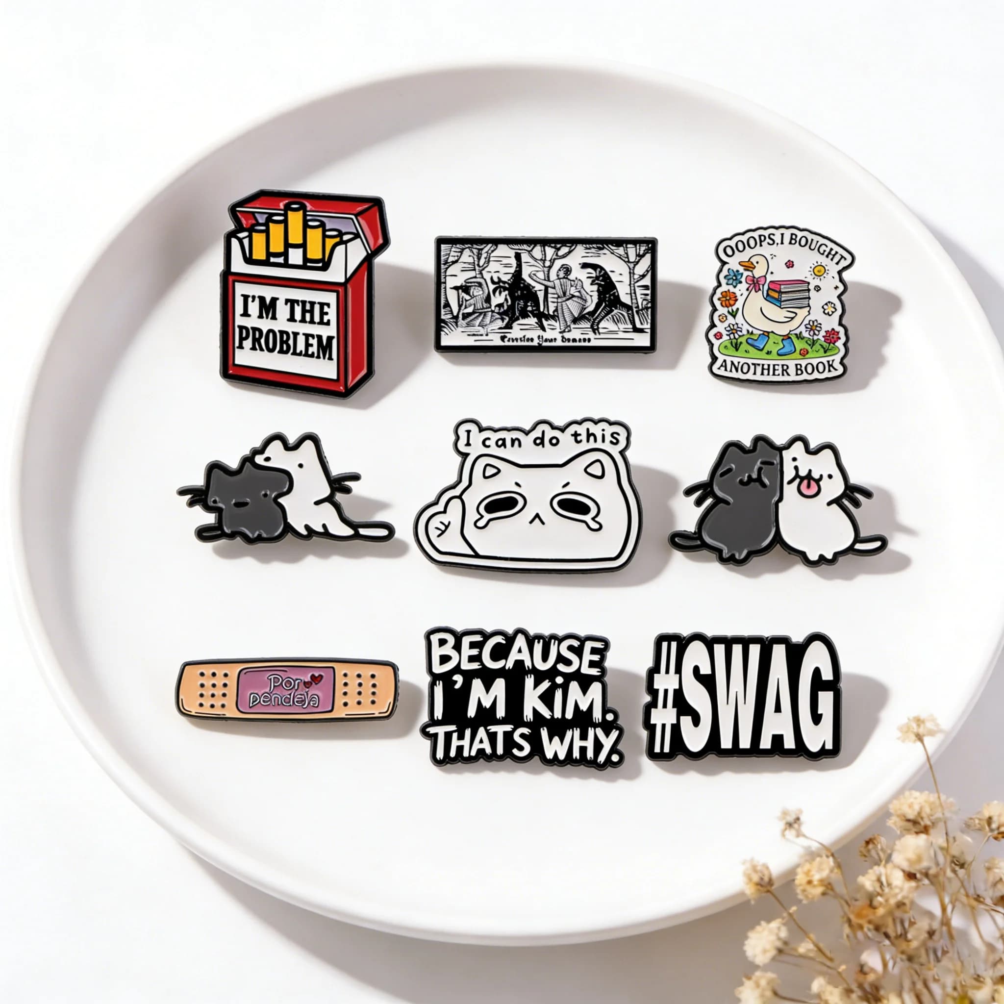 Broches en émail avec citations humoristiques espagnoles