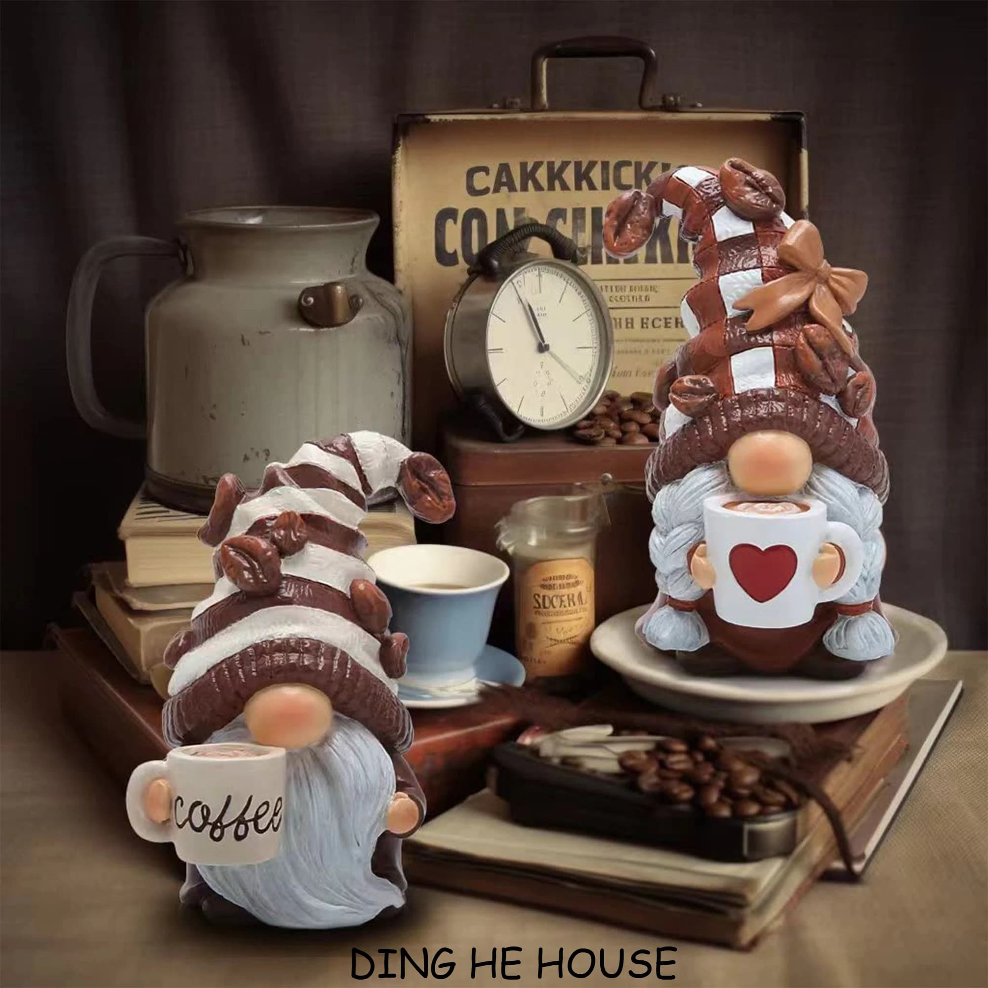 Rudolf – poupée Gnome sans visage, ornements de café, artisanat en résine, Posture debout, accessoires de décoration pour la maison, cadeau de bureau, nouvelle collection