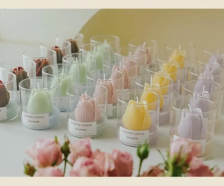 Glass Cup Tulip Candle Scented