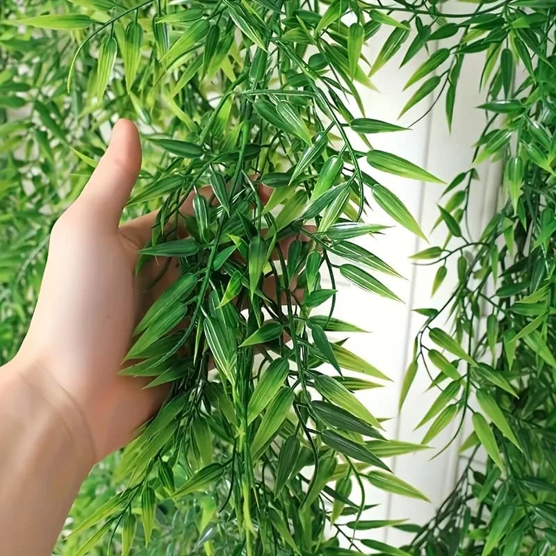Plantes artificielles pour la décoration intérieure, feuilles de bambou artificielles de 1,8 m, guirlande de vigne verte en plastique suspendue pour arche de mariage, table de Noël