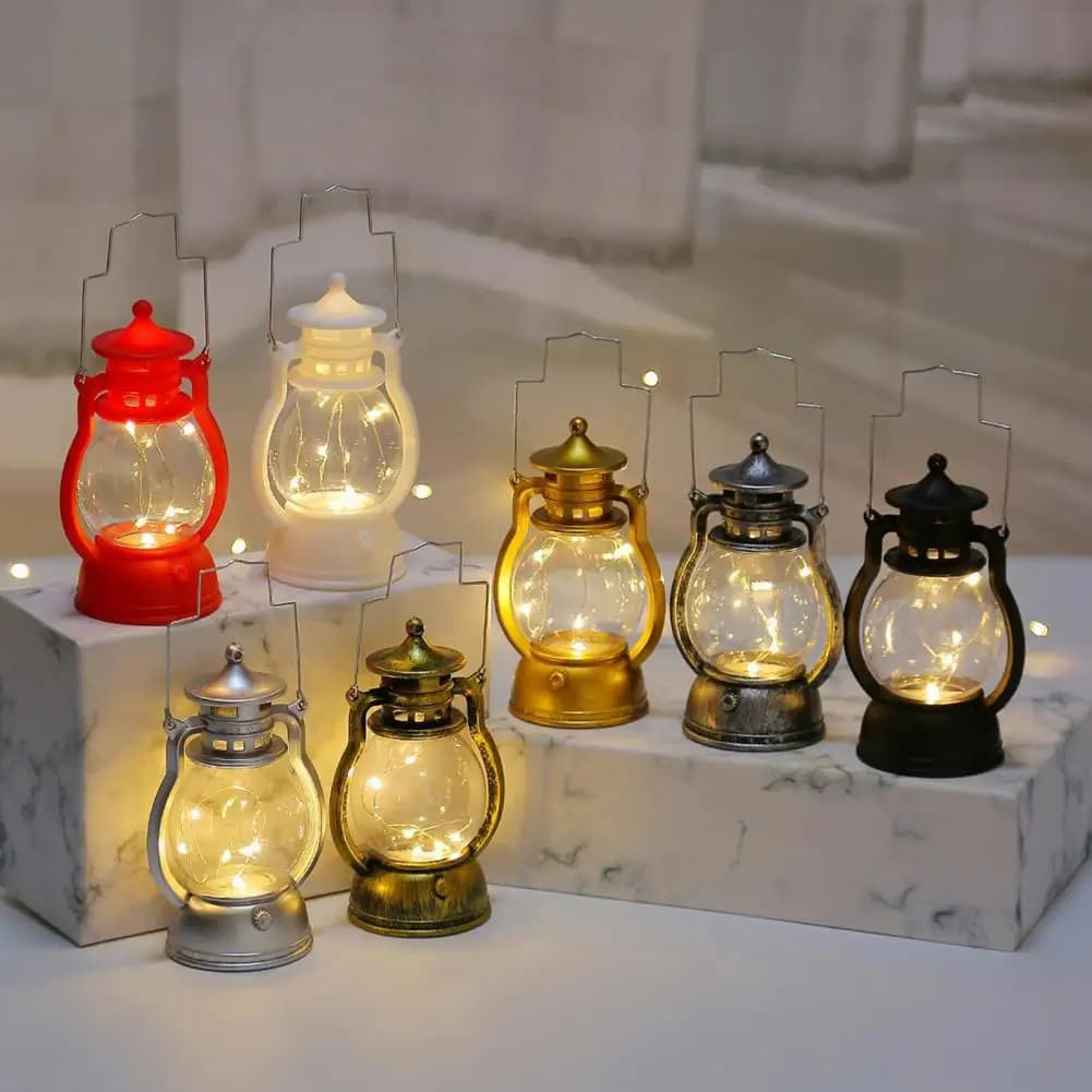 Lanterne rétro LED lampe à bougie lumière douce décorative Portable Vintage lampe électrique de noël