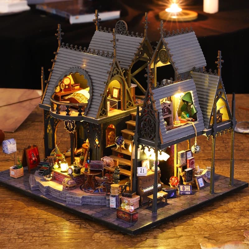 Kits de construction miniatures en bois, bricolage, maison magique Luna, maisons de poupée avec meubles lumineux, maisons de poupée pour amis, cadeaux d'anniversaire