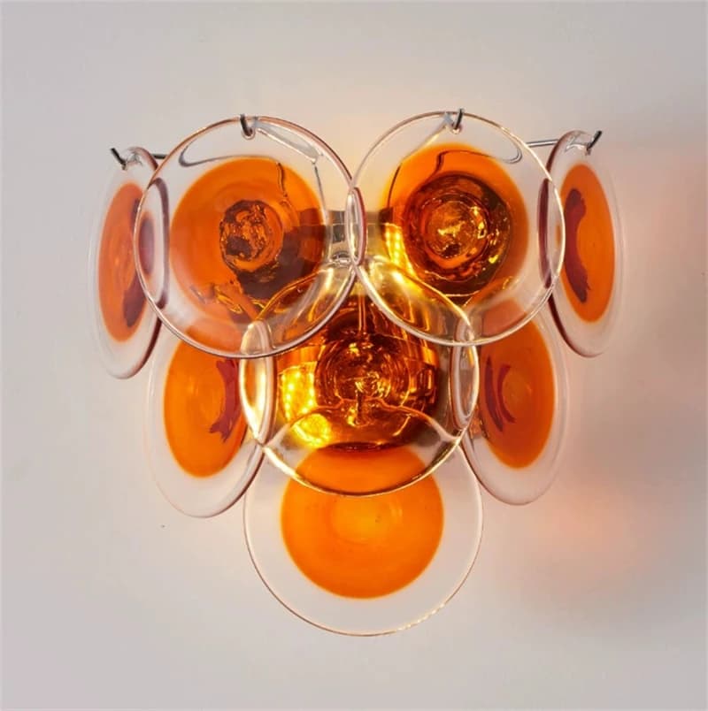Applique Murale Vintage en Verre de Murano, Éclairage Artistique Coloré en Rondelles pour Décoration Intérieure, Salon, Chambre, Luminaire d'Ambiance Unique