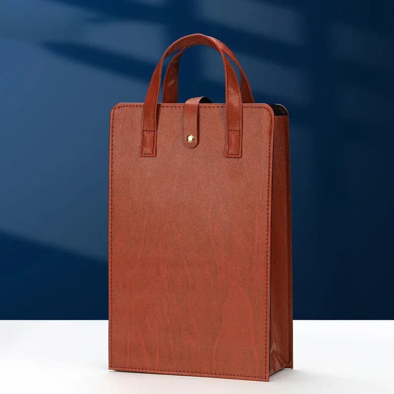 Sac pliant à vin en cuir