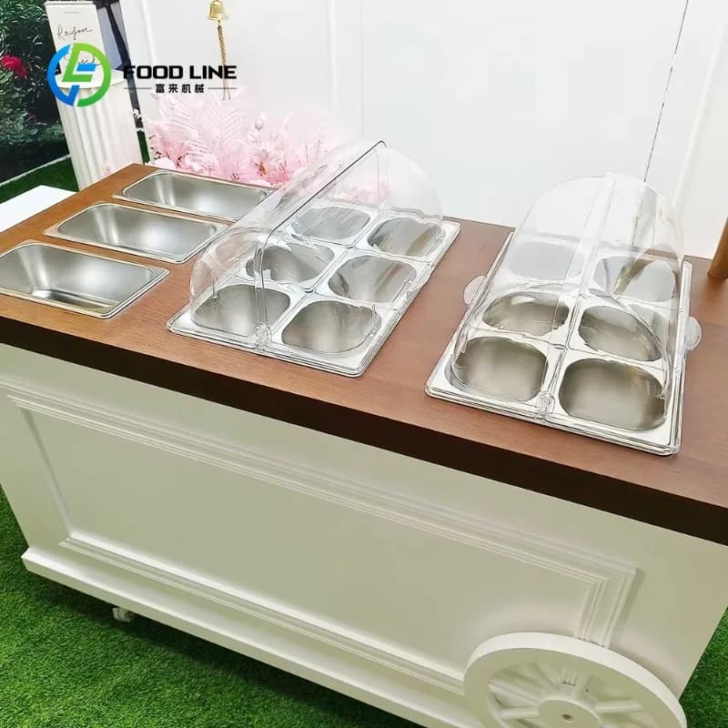 Chariot à bonbons pliable personnalisé en bois