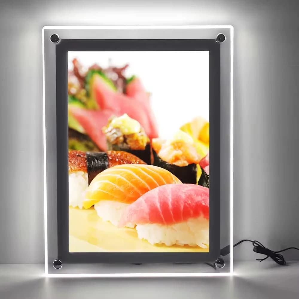 Boîte à lumière LED magnétique en cristal A4 A3 A2, écran d'affichage pour affiches commerciales en acrylique, boîte à lumière publicitaire, menu de restaurant, café