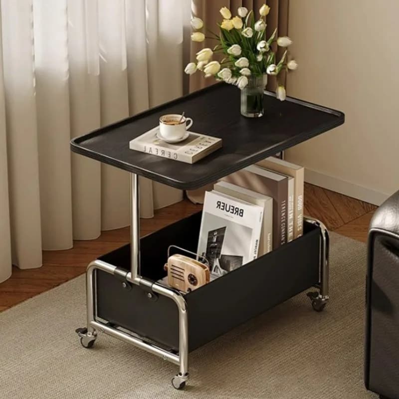Table basse mobile en bois, canapé Portable, chevet latéral, Tables basses nordiques modernes avec rangement et roulettes, meubles de salon