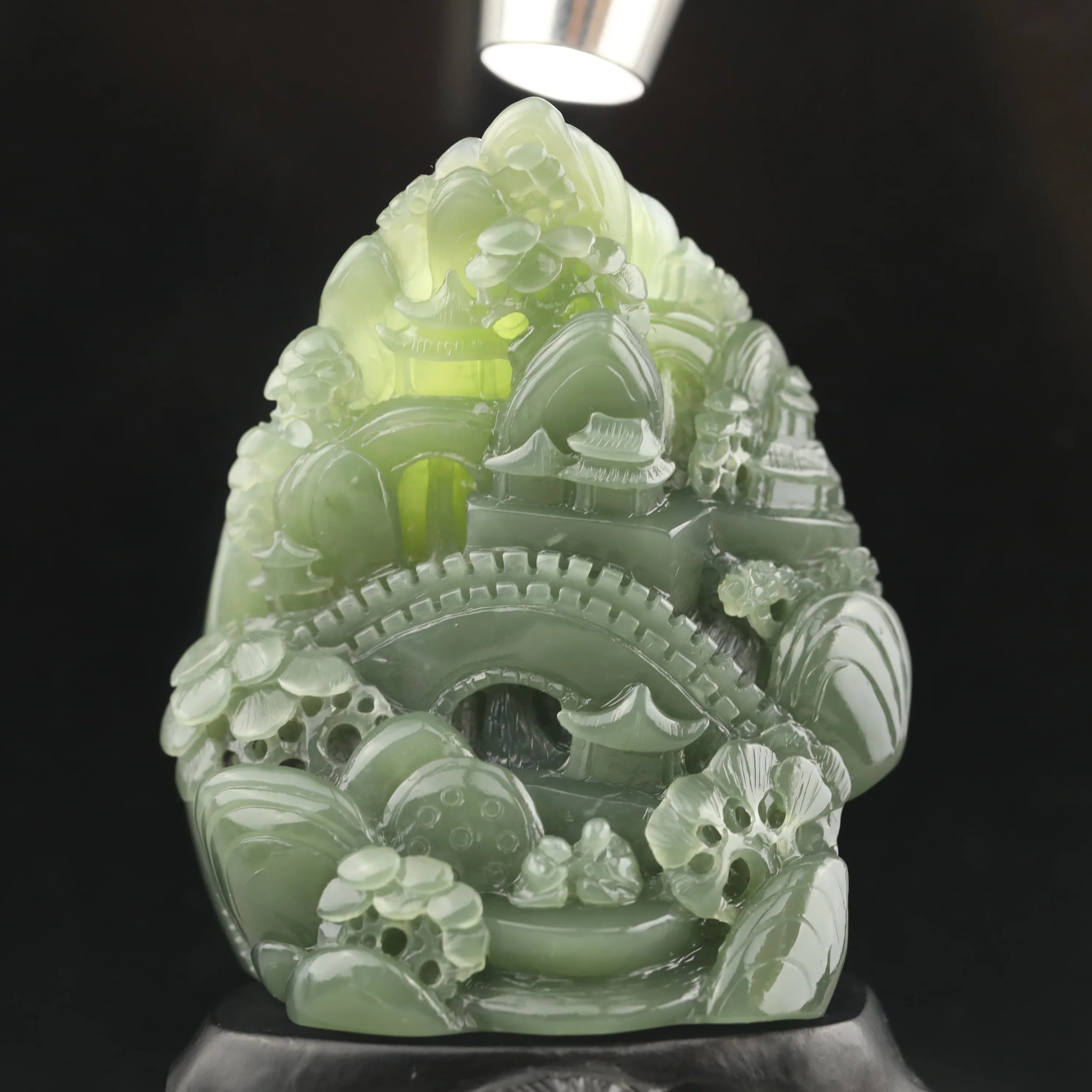 Statue de feng shui en jade naturel de Chine, sculptée à la main, paysage floral, décoration intérieure j
