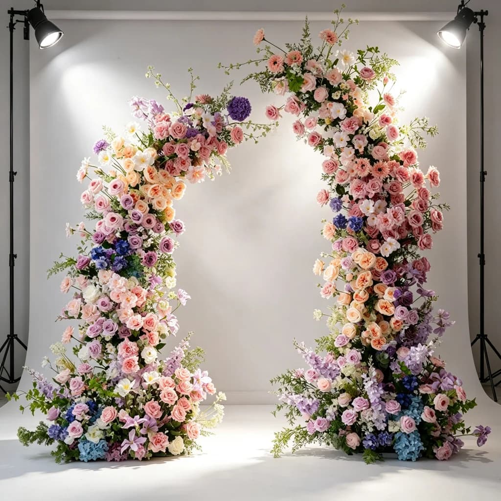 Arche de fleurs artificielles Uflower rose et violette pour mariage, rangée florale pour décoration de toile de fond de cérémonie de mariage en extérieur