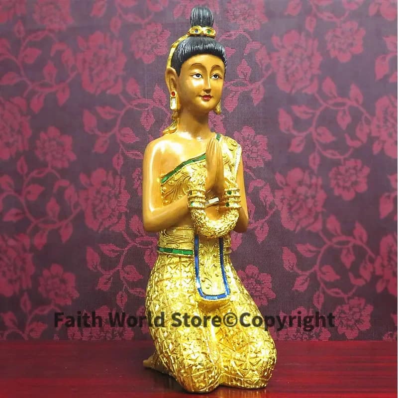 Vente en gros de fournitures bouddhistes pour la maison, bénédiction de la famille, bonne chance en toute sécurité, statue de bouddha à genoux en Asie, 44cm de large