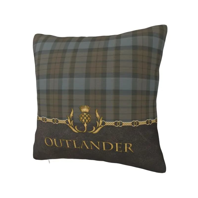 Housse de coussin personnalisée en cuir et Tartan, motif Outlander, 40x40cm, Texture à carreaux moderne, douce et mignonne, décoration de maison