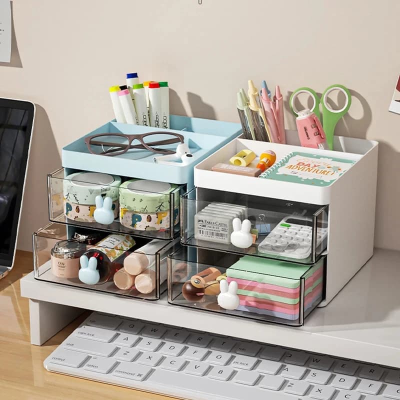 Petite boîte de rangement de bureau avec MEL, outil de maquillage, carte de visite, stylo, crayon, téléphone portable, papeterie