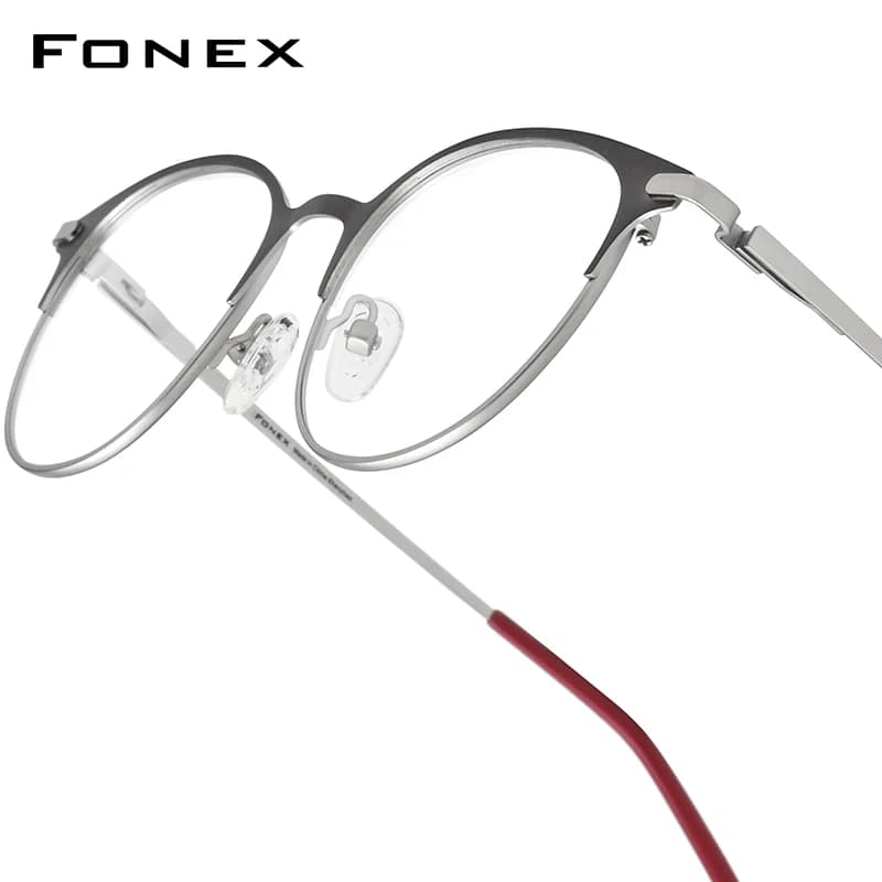 FONEX alliage lunettes cadre femmes ultraléger Vintage rond lunettes hommes haute qualité rétro japonais sans vis lunettes 988