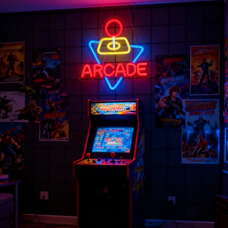 Enseigne néon LED Arcade pour la décoration de salle de jeu, décoration murale, chambre de garçon, chambre à coucher, man cave, fête gamer, cadeaux pour enfants