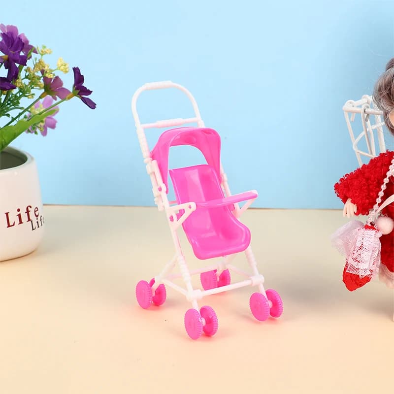 Chariot de berceau pour bébé de poupée de 12 cm (1 pièce) - Accessoire de décoration de scène de maison de poupée