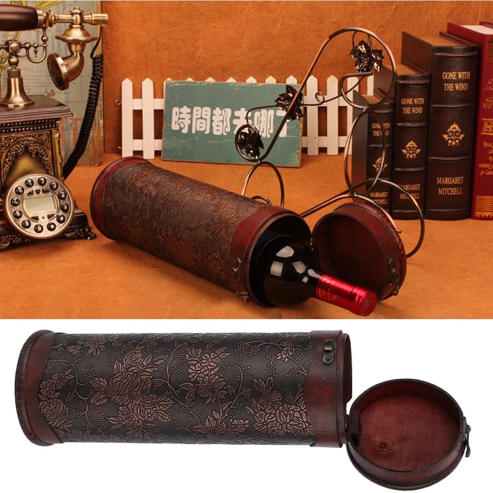 Boîte de rangement portable pour vin rouge avec poignée
