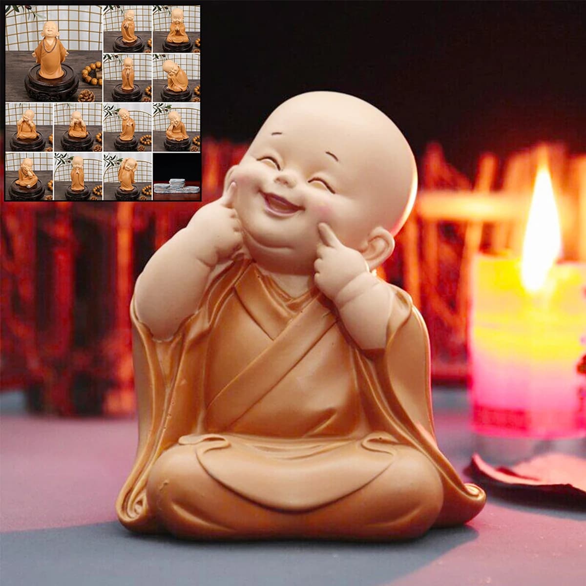 Mini petite Statue de moine en résine