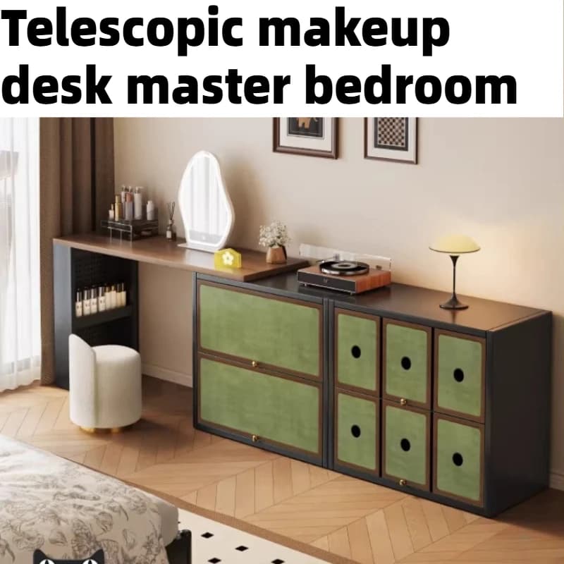 Coiffeuse télescopique verte pour femme avec miroir intégré