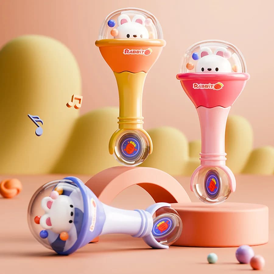 Jouet hochet pour bébé, maracas, balle en caoutchouc souple, tambourin