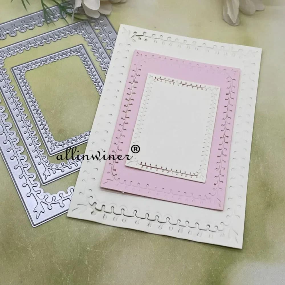 Matrice de découpe en métal DIY pour cadre rectangulaire motif feuille de fleur