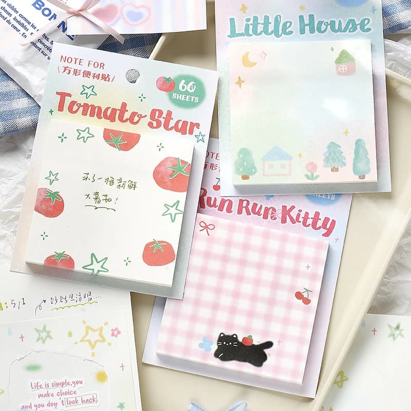 60 pcs/lot Kawaii Ins Message mémo bricolage matériel fait à la main Scrapbook fond papier coréen japonais école fournitures de bureau