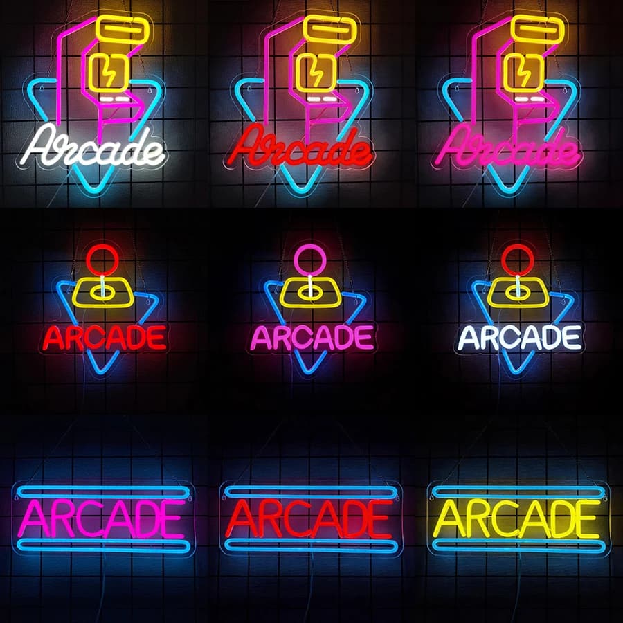 Enseigne néon LED Arcade pour la décoration de salle de jeu, décoration murale, chambre de garçon, chambre à coucher, man cave, fête gamer, cadeaux pour enfants