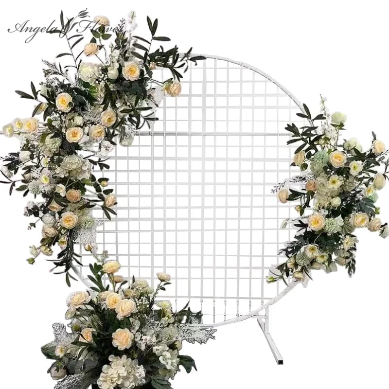 Arche de Mariage Blanche en Forme de Croissant de Fleurs, Nucleement, Centre de Table, Boule Florale, Accessoires de Sol, Vitrine