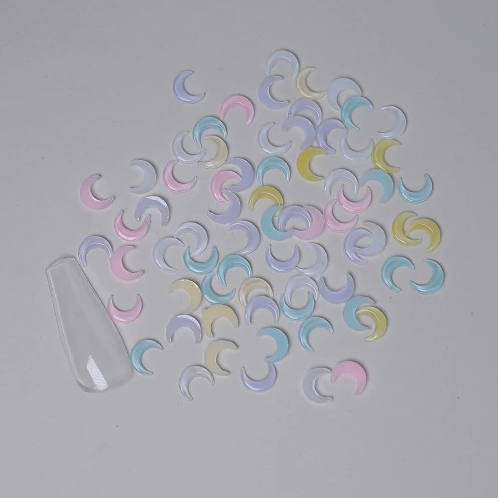 Mini Moon Flat Back Resin DIY FigAuckland, Nail Art Enhancement Craft, Scrapbooking Decoration Accessrespiration, 8mm, 100PCs