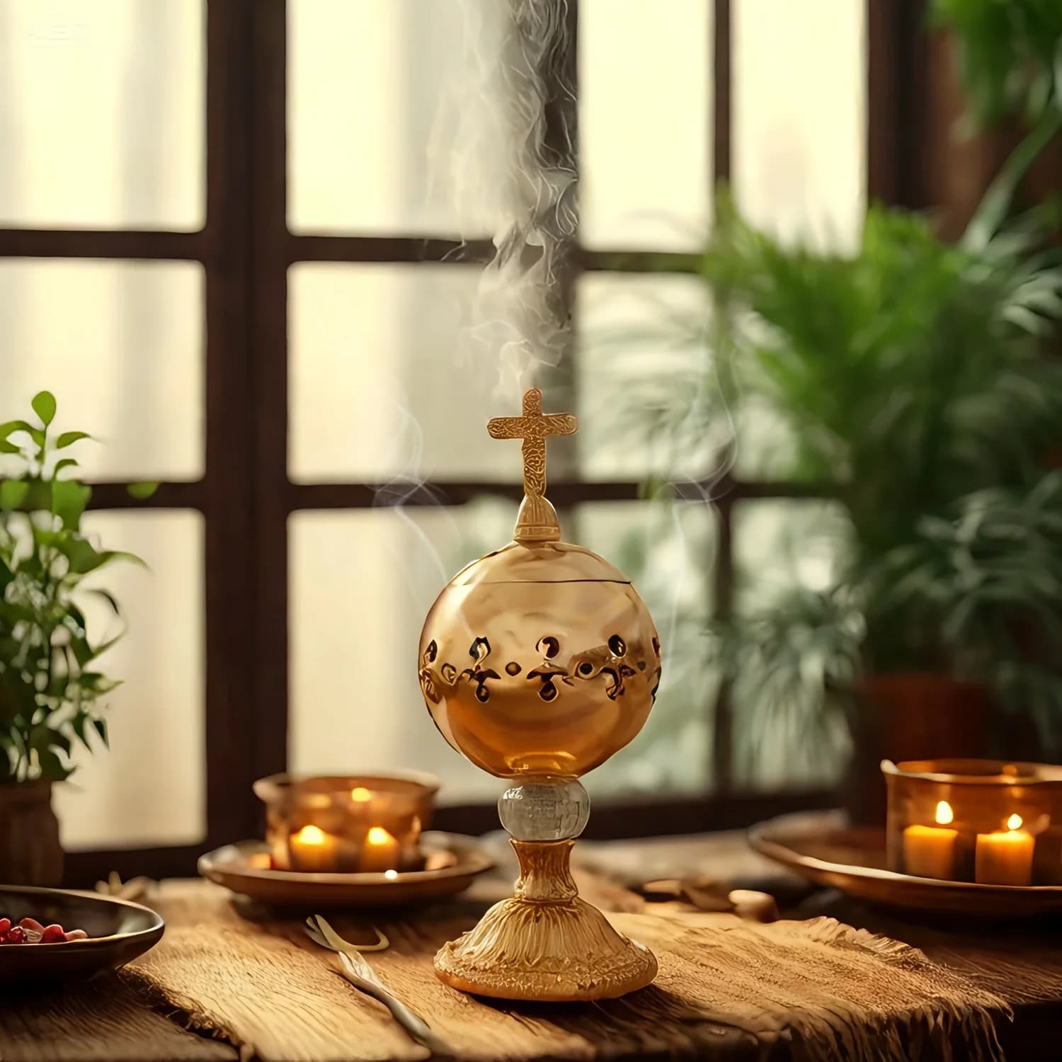 Brûleur d'encens en laiton élégant, brûleur d'encens en carbone, surface lisse, artisanat à la mode du Moyen-Orient, très adapté à la décoration intérieure