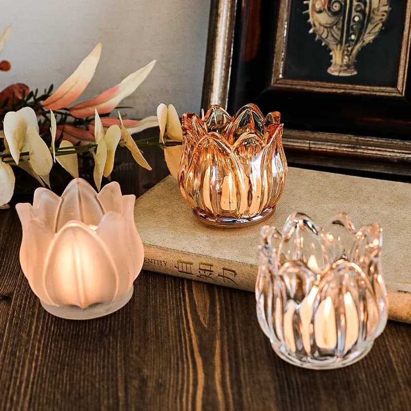 Bougeoir romantique en forme de tulipe, porte-bougie en verre, QueProps ci-après lelight, aromathérapie, décoration d'escales festives, 1 pièce