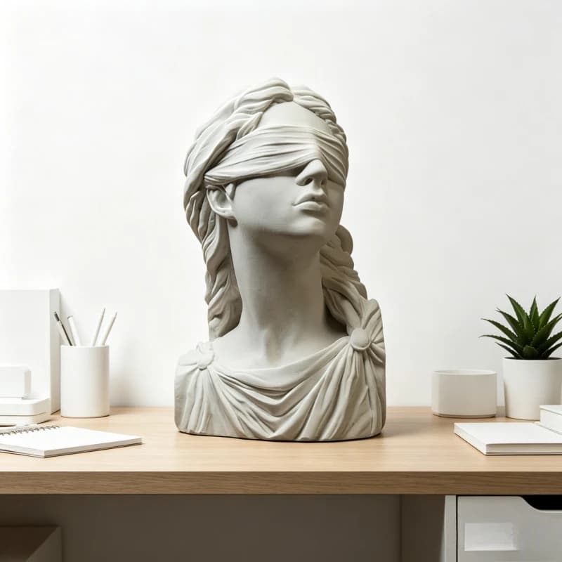 Statue en plâtre de la déesse de la justice Themis, décoration de bureau, œuvre d'art classique, sculpture de personnages en demi-corps, décoration esthétique de la pièce
