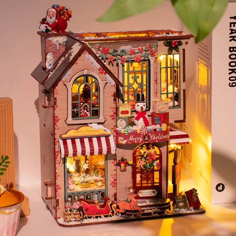 Kits de figurines miniatures en bois DIY, maison de Noël enchantée, mini-casa, pour cadeaux d'anniversaire d'amis, décoration de la maison, artisanat