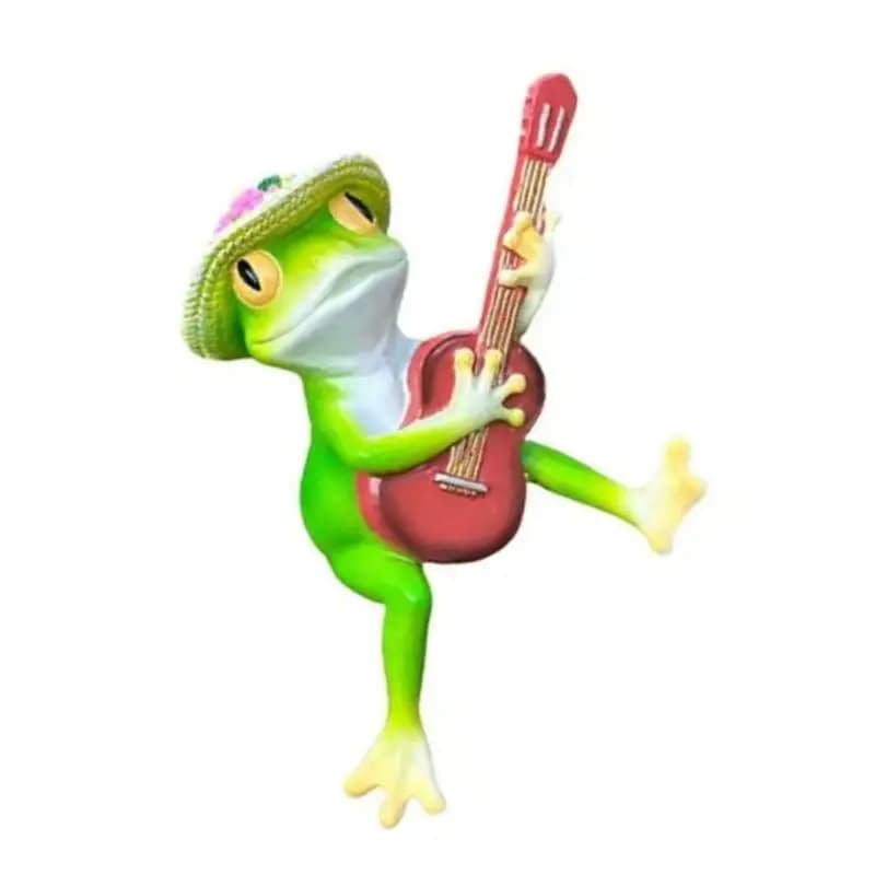 Statue grenouilles en résine 652F, Figurines grenouilles guitare, décorations jardin, Figurines d'animaux, pour