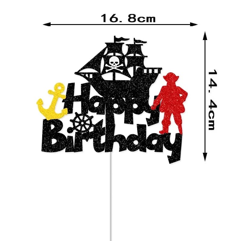 Décoration de gâteau de fête d'anniversaire à thème pirate, inserts de gâteau de joyeux anniversaire pirate, décoration d'anniversaire pour garçons, décoration de gâteau pirate