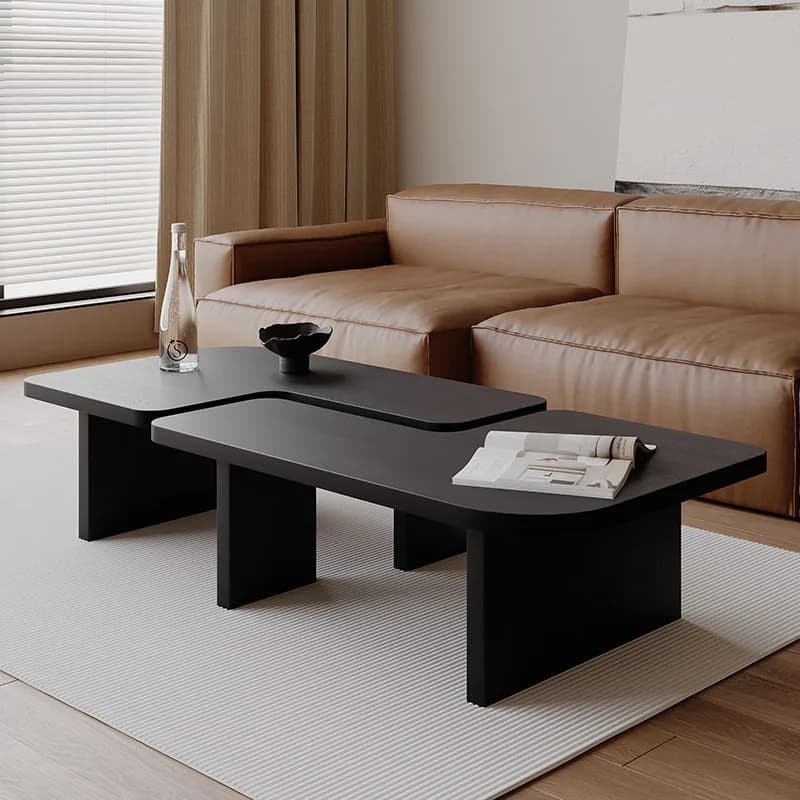 Table basse noire irrégulière Japandi, tables basses modernes uniques et cool, salon minimaliste, accessoires Tavolino Da Salotto