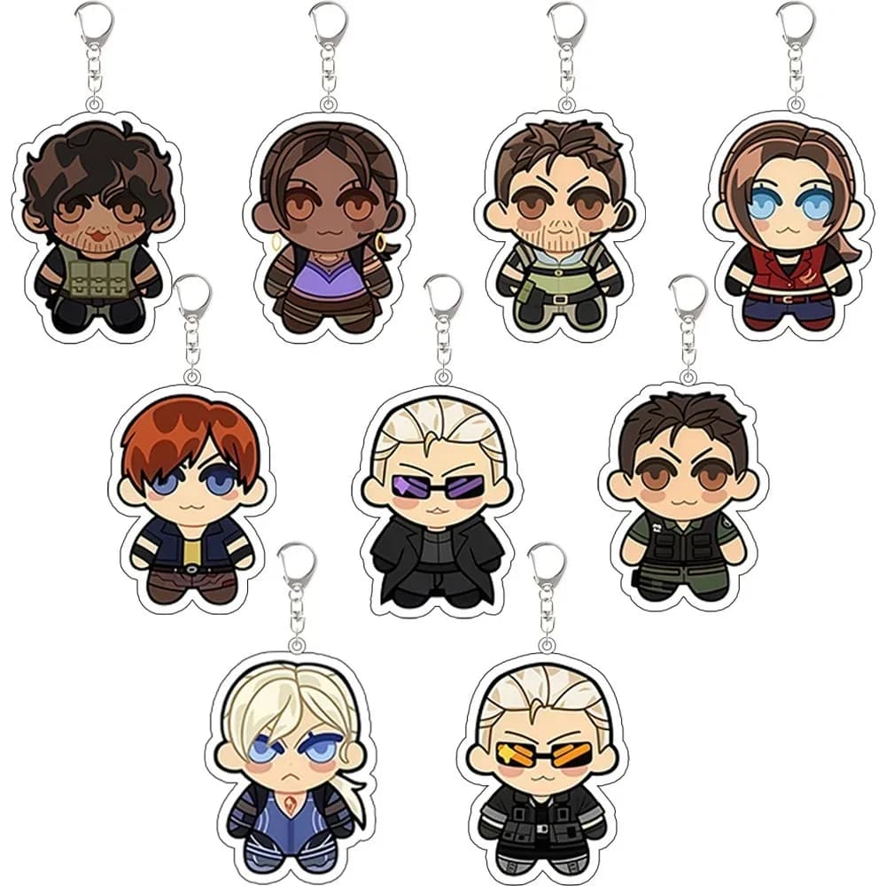 Porte-clés en acrylique pour périphériques de jeu RE Carlos Sheva Chris Albert Steve Wesker, pendentif créatif pour sac à dos, accessoires, cadeau