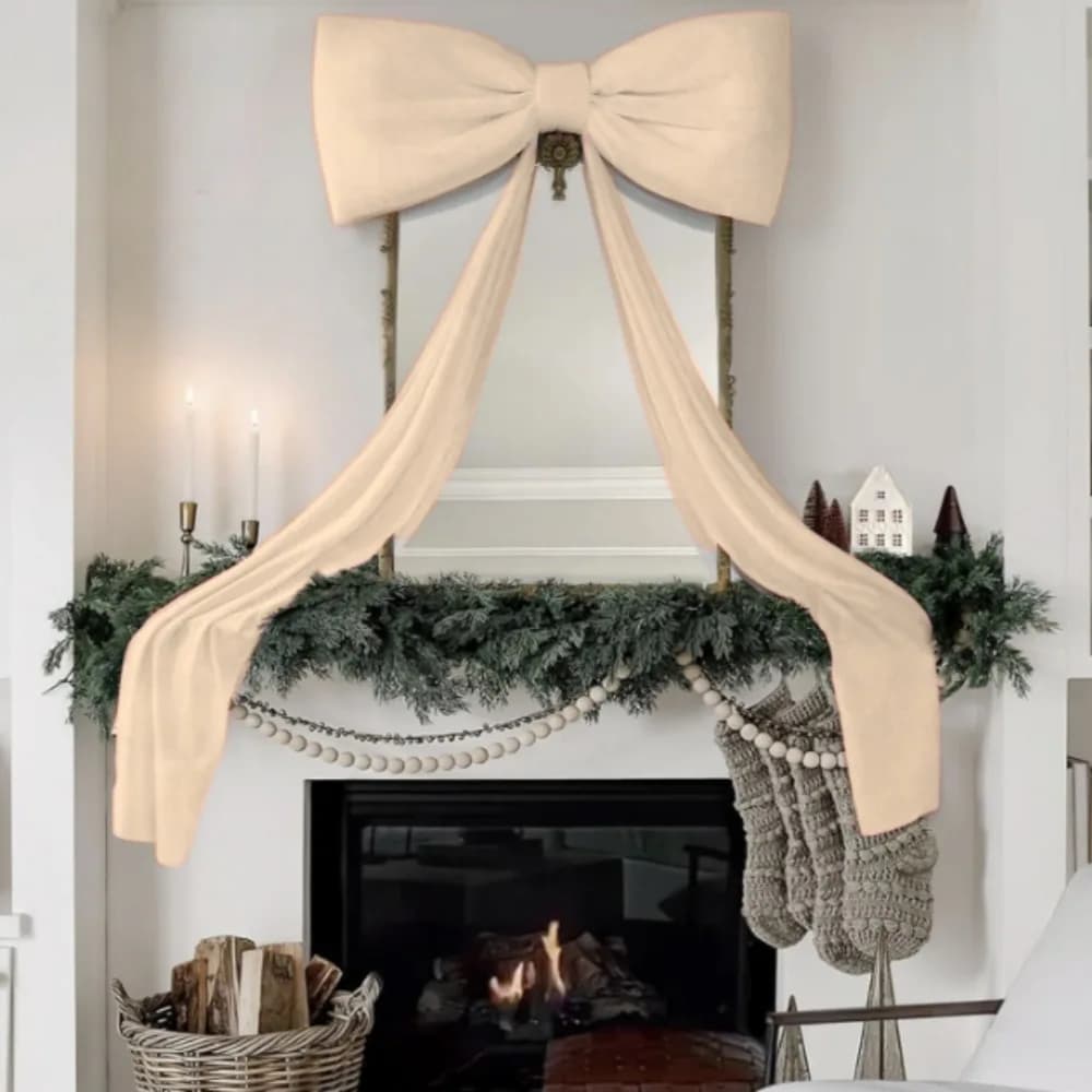 Grand nœud papillon de noël élégant 50x180cm, nœud décoratif de noël en Satin rouge/blanc, ruban de bricolage, décorations à nœud papillon