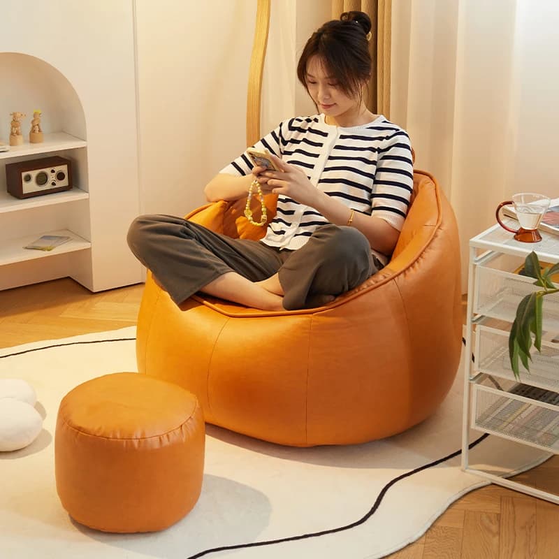 Canapé paresseux avec pédales pour chambre à coucher, siège au sol, canapé pouf en similicuir, canapé simple, fauteuil, canapés pouf, meubles de salon