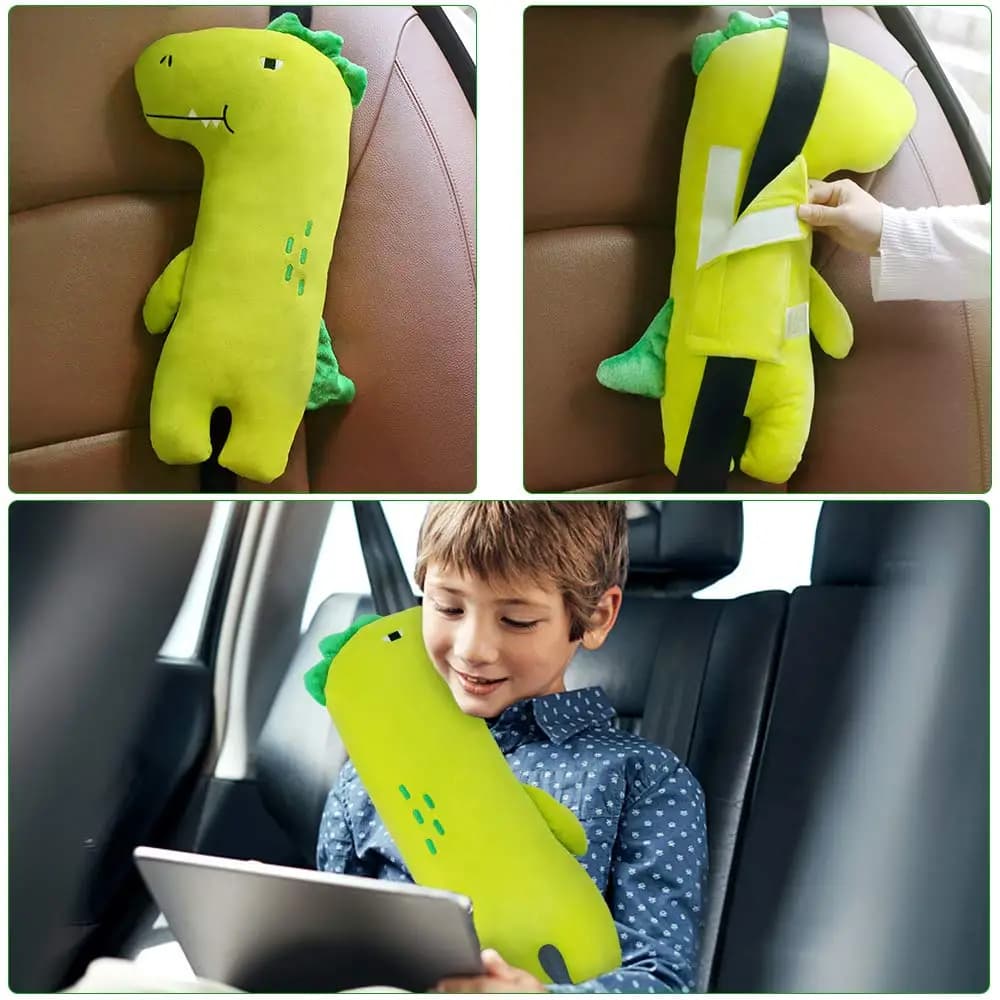 Oreiller de ceinture de sécurité pour enfants, oreiller de voiture dinosaure pour enfants, housse de ceinture de sécurité pour coussin de ceinture de sécurité pour fille et garçon, poussette de voitur