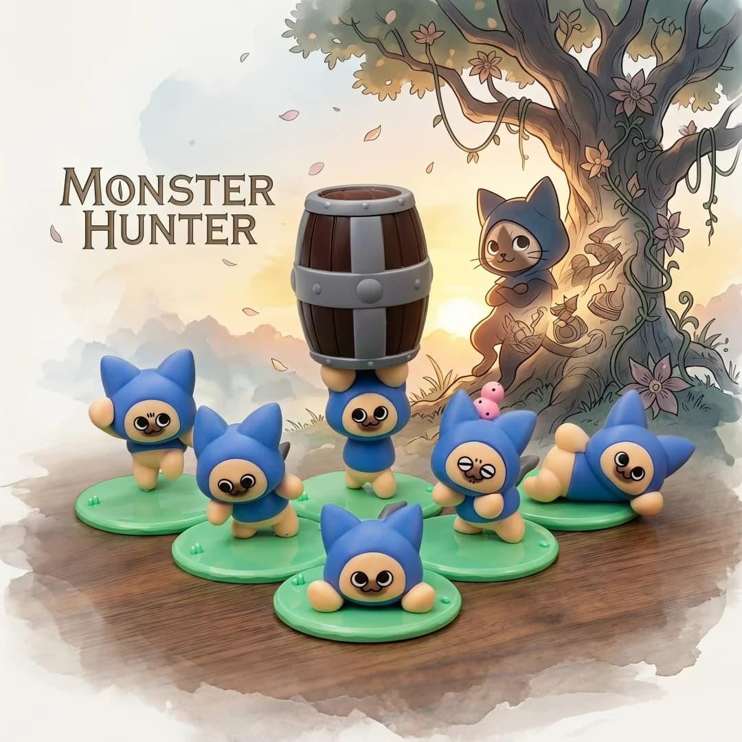 Figurine d'action Kawaii Monster Hunter Kit T Palico de 2,46 pouces, peluche chat Felyne, figurine d'anime, modèle de collection, jouet de bureau, cadeau
