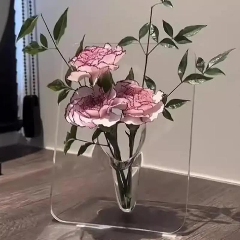 Vase à fleurs en acrylique transparent, vases d'art moderne pour la décoration de la maison, vases décoratifs pour bureaux et étagères