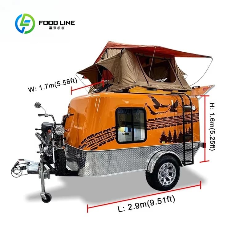Petite caravane de camping personnalisée avec tente de toit