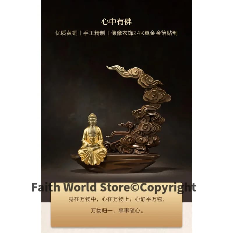 Statue de Bouddha Bouddhiste Sakyamuni Amitabha, Dorure, Protection de la Famille, Art Spirituel, Attention, Sculpture en CUIVRE Faite à la Main, 2025 Grade
