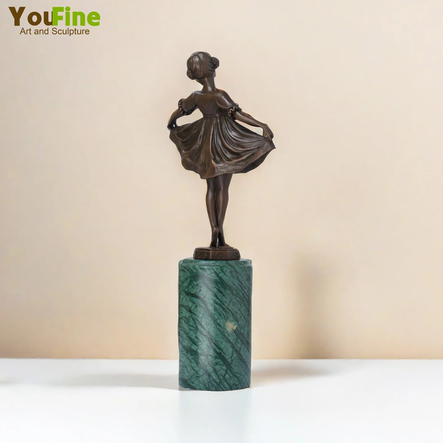 Sculpture de Ballerine en Bronze de 32cm avec Base en Marbre, Gracieuse, Considérant la PhtalGirl, Statue pour la Décoration Artistique de la Maison, Cadeau