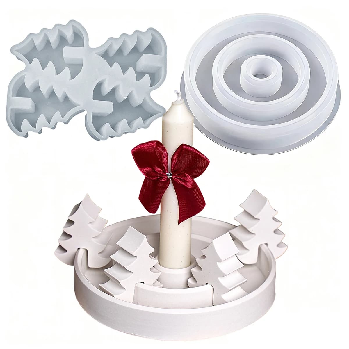 Bricolage béton arbre de noël bougeoir moule fait à la main chandelier Silicone moules plâtre résine faisant