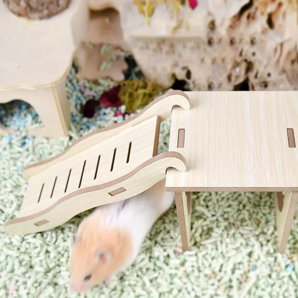 Échelle en bois en forme de vague pour hamster, pont suspendu, échelle d'escalade décorative pour animaux