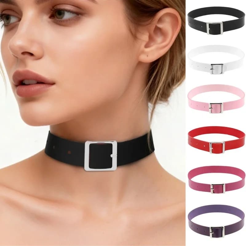 Collier en cuir simple style hippie punk, tendance rock Y2K, accessoires streetwear pour femmes, pendentif en alliage de forme géométrique