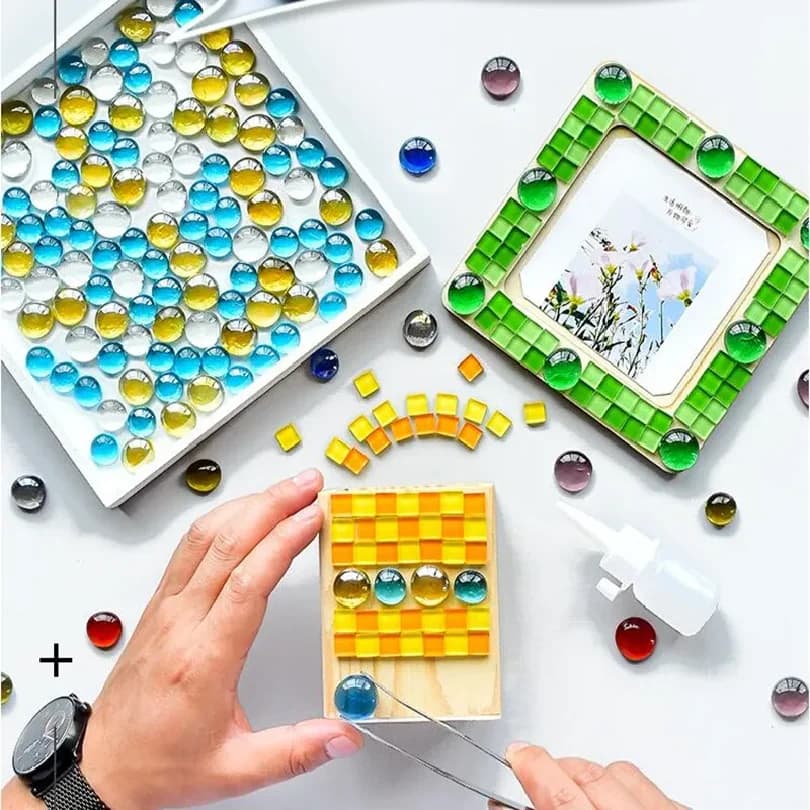 Perles plates en verre rond transparent pour mosaïque, pierres décoratives pour l'artisanat, galets en verre, cabochons DIY pour la création de mosaïques